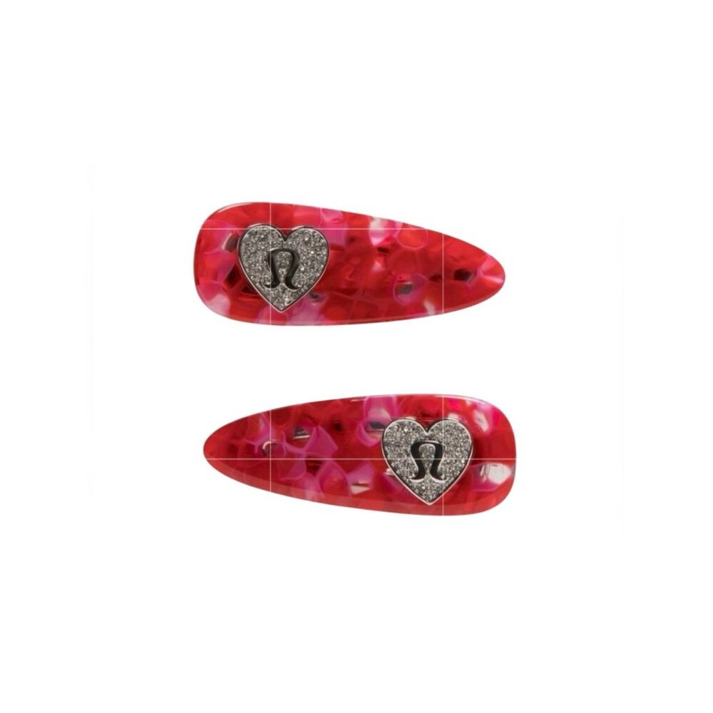 Red Lululemon Jewelled Alligator Clips 2 Pack Oxford Red/Candy Cloud/Silver